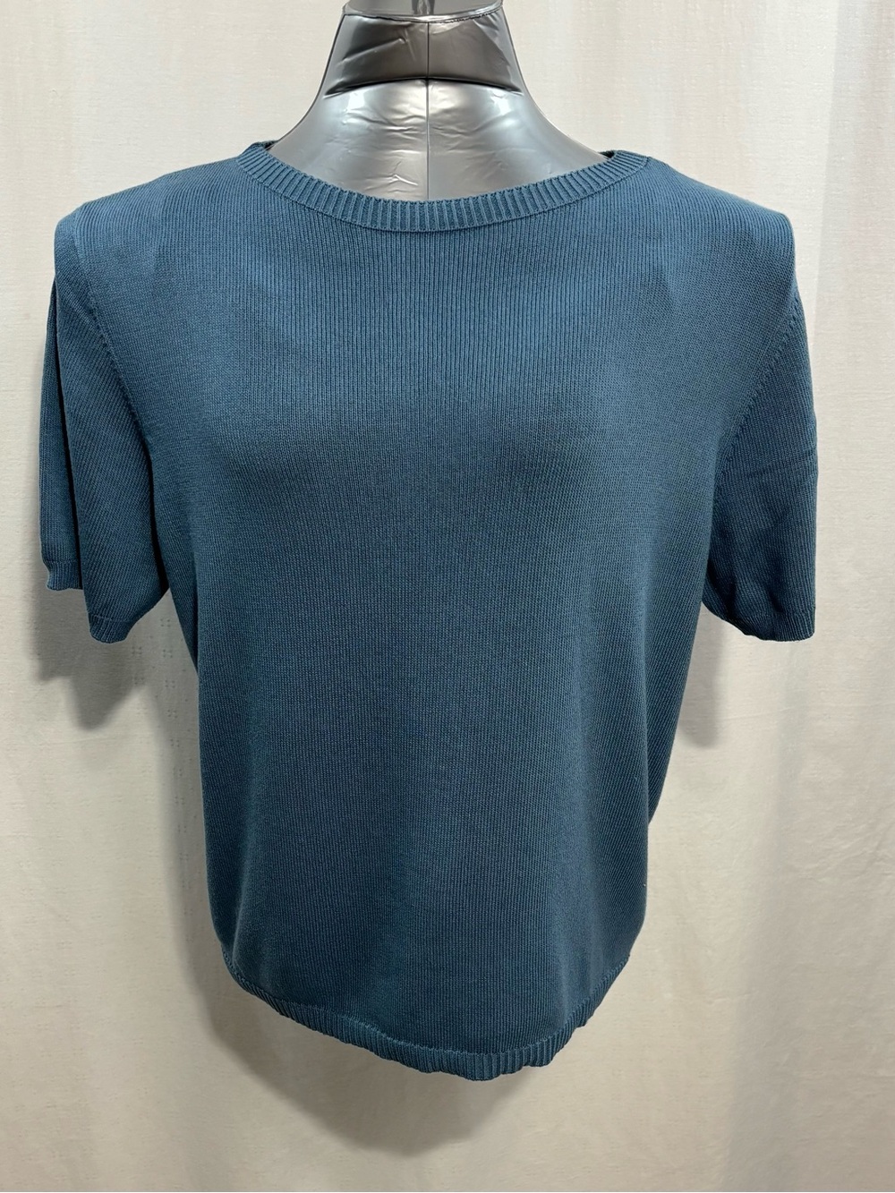 Women's Crewneck Short-Sleeve Sweater in Slate Blue